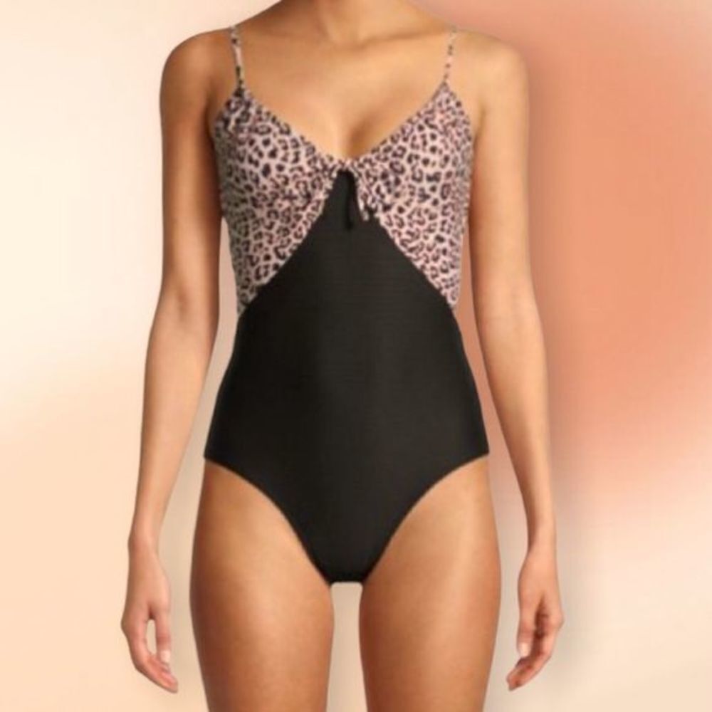 No Boundaries One Piece Leopard Print And Black Swimsuit Size S 3/5 Juniors